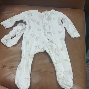 Cozy White Baby Footie with Animal Print